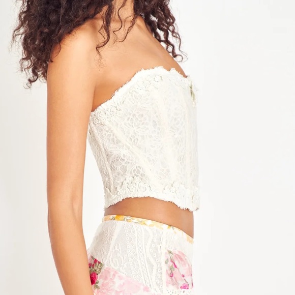 NWT LoveShackFancy Arno Bustier Lace Corset Top - Antique White - Picture 4 of 16